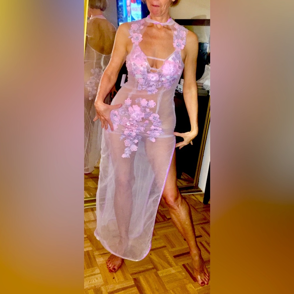 Designer Boutique Sheer embroidered gown
